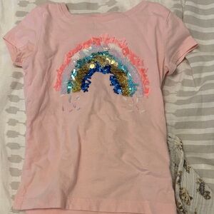 Carter's Pink Short Sleeve Tee with Sequin Rainbow Accent
